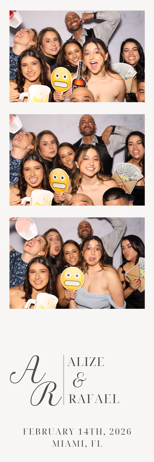 Classic black-and-white wedding photo booth strip
