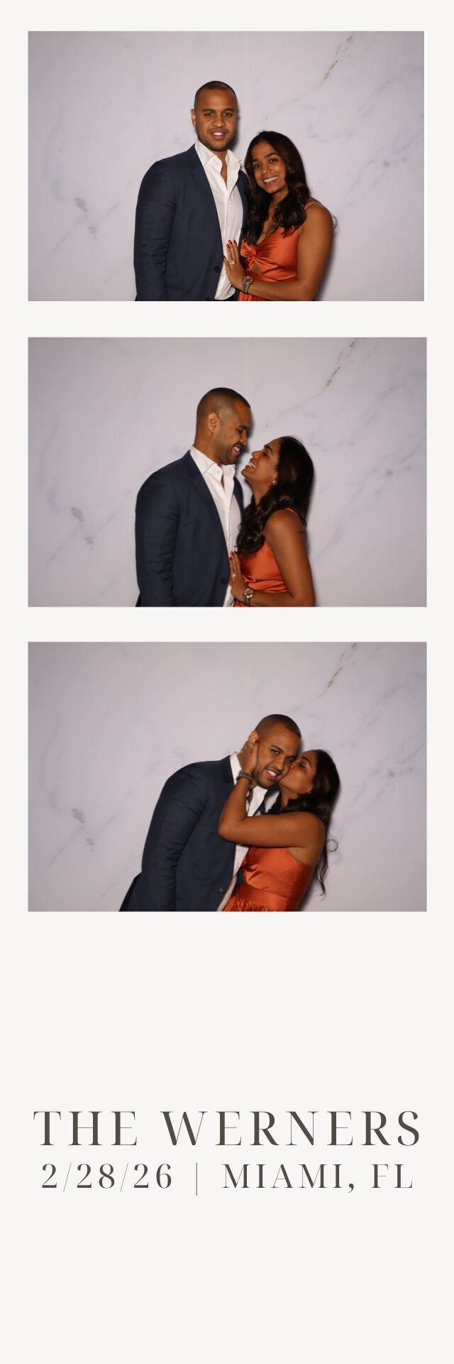 Vertical photo booth strip of the newlyweds