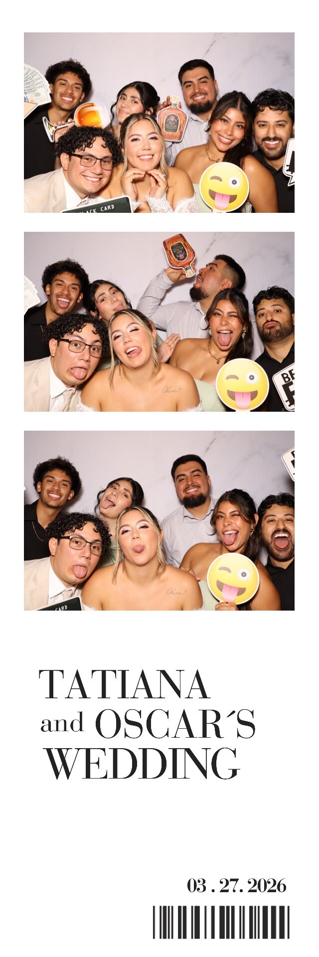 Classic photo booth strip with the wedding date