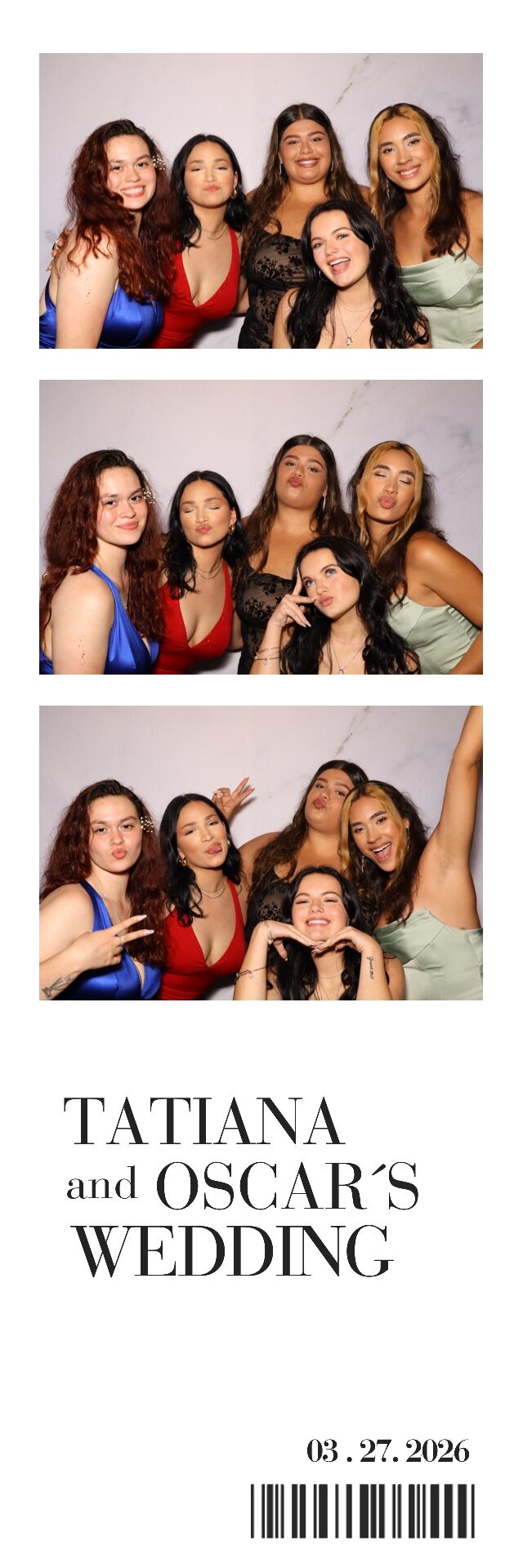 Retro-style vertical wedding photo booth strip