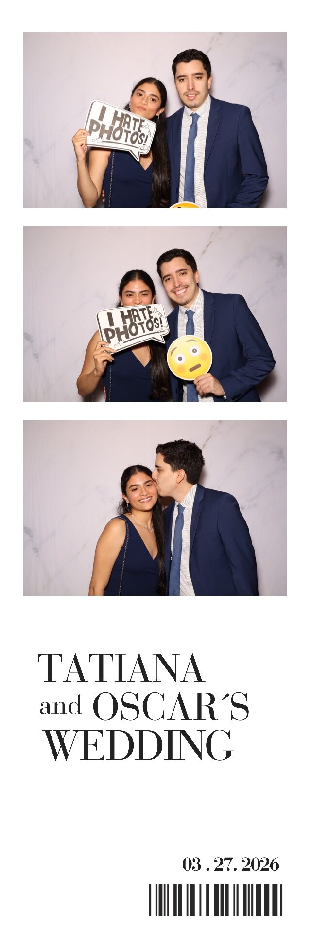 Guests posing across a classic photo booth strip