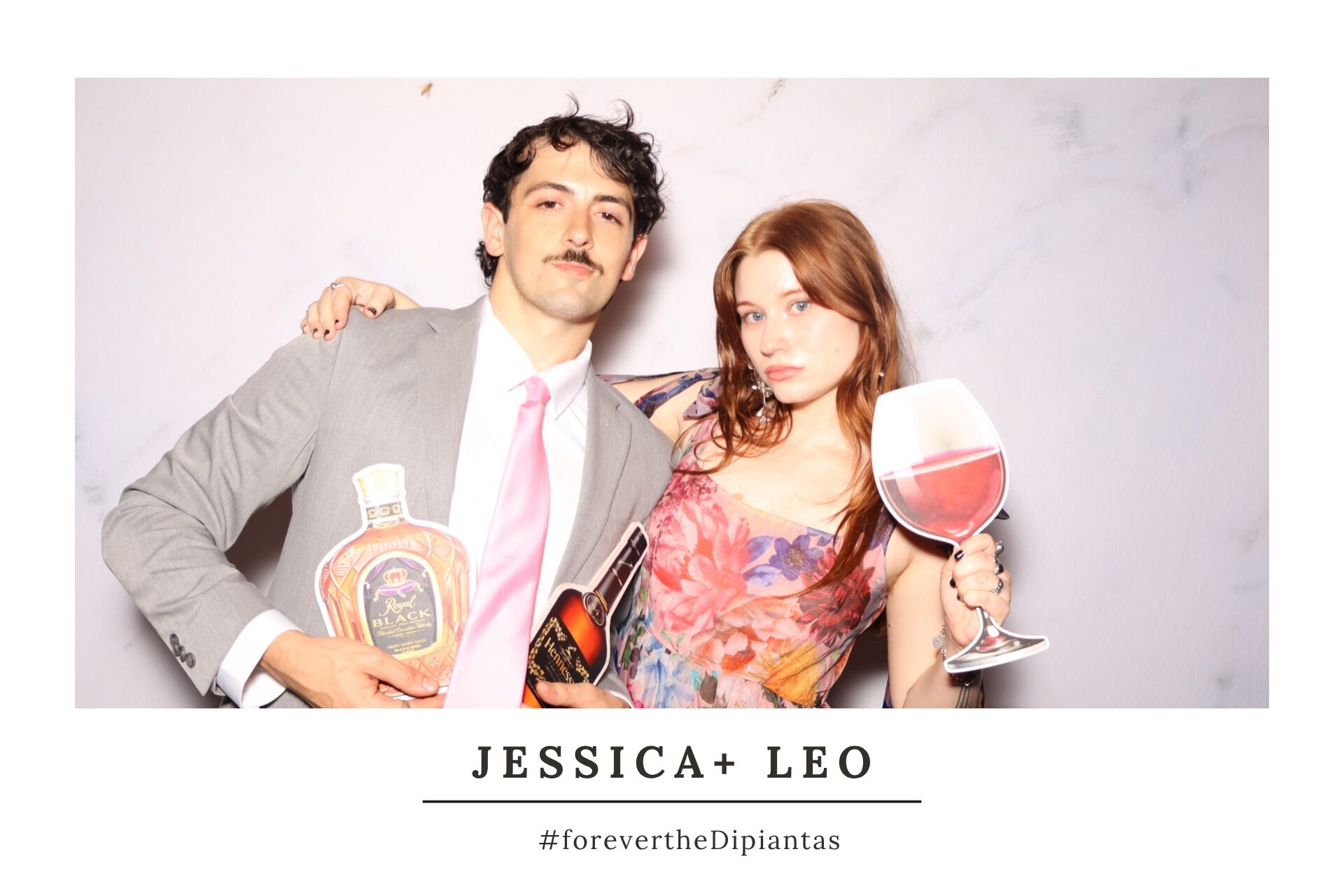 Wedding photo booth design featuring the couple's initials