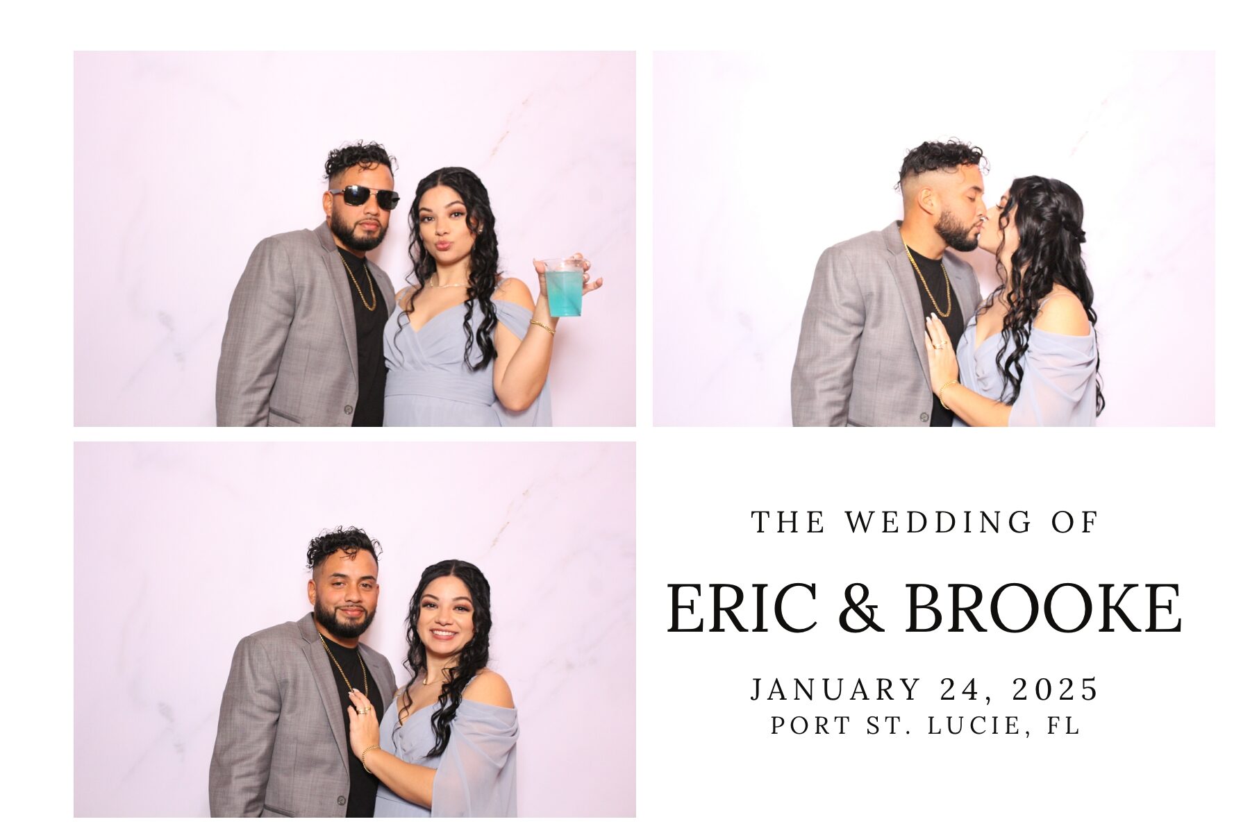 Custom photo booth print design with gold accents