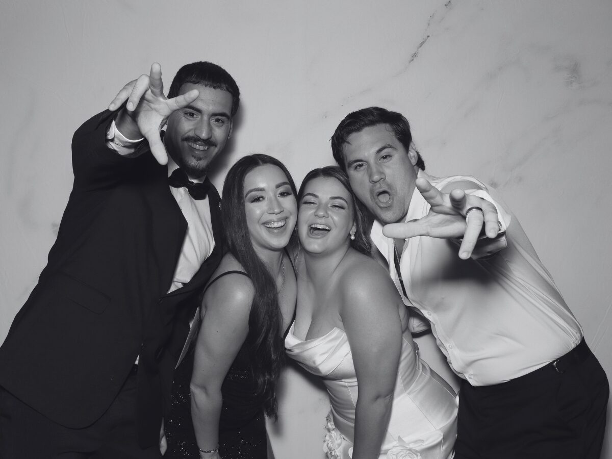 Glam black-and-white photo booth keepsake from the wedding