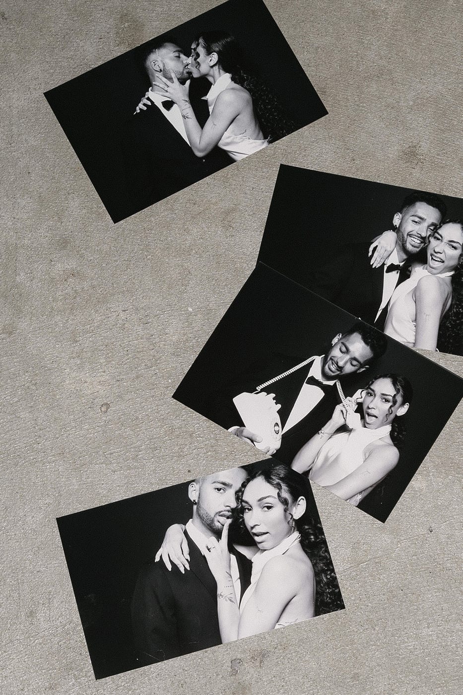 Black-and-white photo booth strips as a keepsake